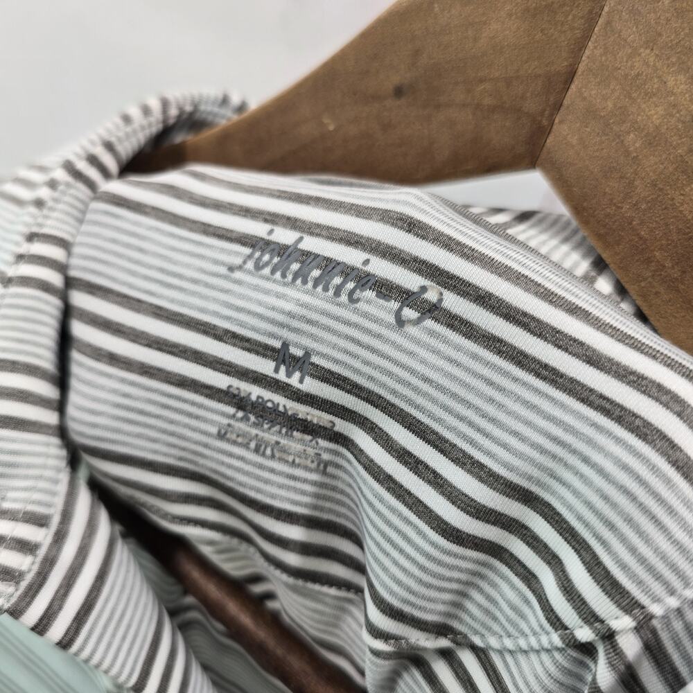 Johnnie O Shirt Mens Medium Gray Striped Polo Short Sleeve Golf Active - Picture 3 of 11